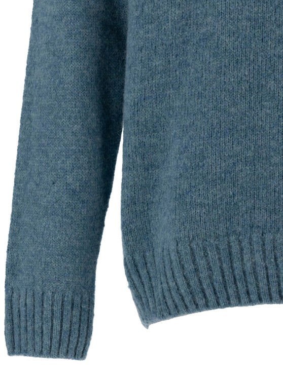 Shop Gaudenzi Light Blue Crewneck Sweater With Ribbed Trims In Alpaca And Wool In Grey