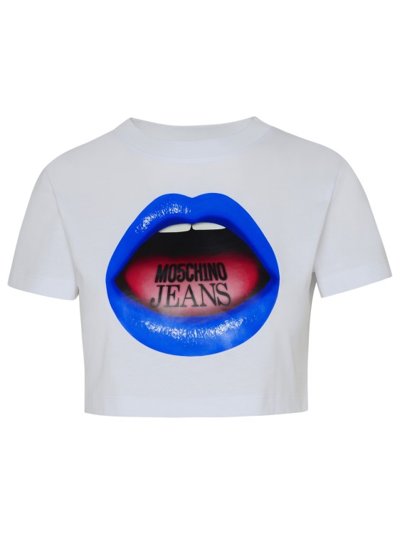 Moschino Graphic-print Cropped T-shirt In White