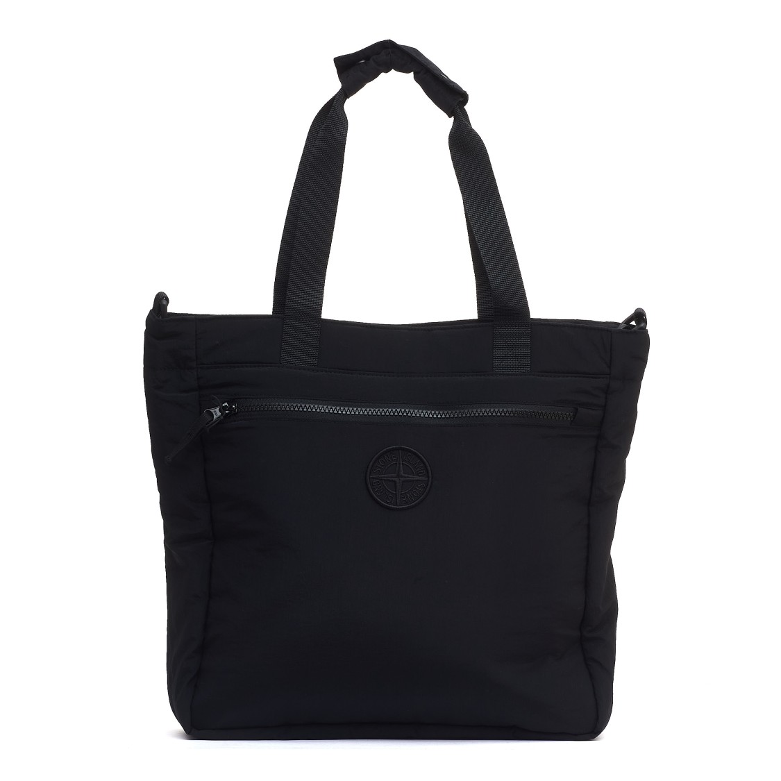 Stone Island Nylon Metal In Econyl Tote Bag With Removable Shoulder Strap In Black