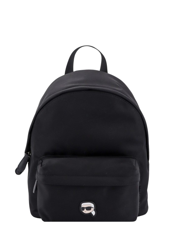 Shop Karl Lagerfeld Recycled Nylon Backpack With Ikonik Karl Patch In Black