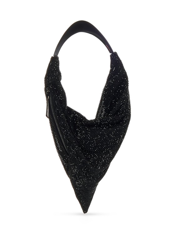 Shop Benedetta Bruzziches Black Draped Crystal Mesh Shoulder Bag