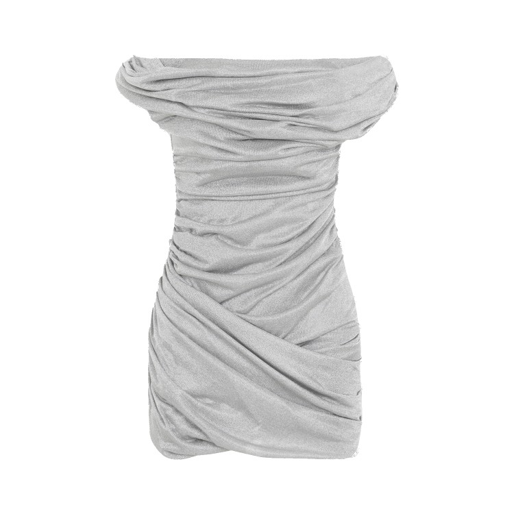 Shop Magda Butrym Off-shoulder Neck Mini Dress In Silver