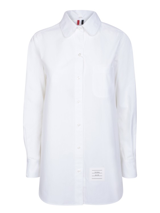 Thom Browne Cross-strap Belted Waist Shirt In White
