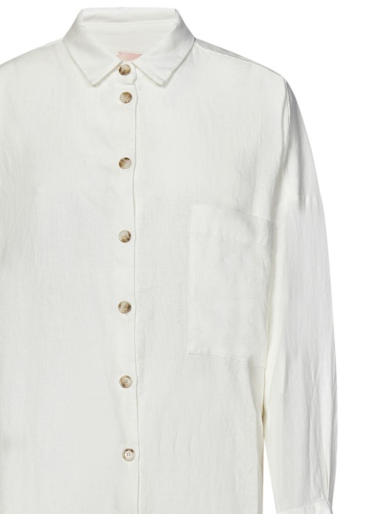 Shop La Semaine Paris Long White Linen And Viscose Shirt
