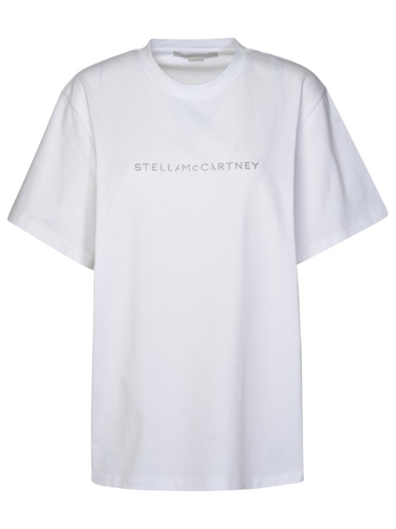 Shop Stella Mccartney Glitter Logo T-shirt In White