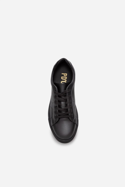 Shop Pantofola D'oro Black Buffalo Leather Sneakers