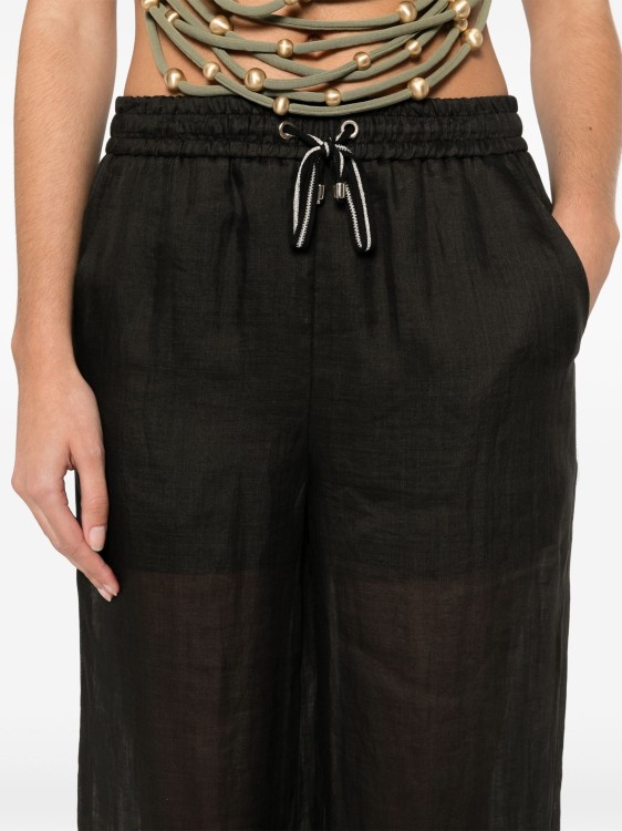 Shop Lorena Antoniazzi Black Semi-sheer Straight-leg Pants