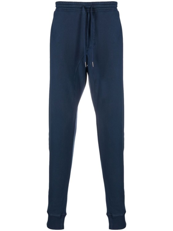 Tom Ford Drawstring Cotton Track Pants In Blue