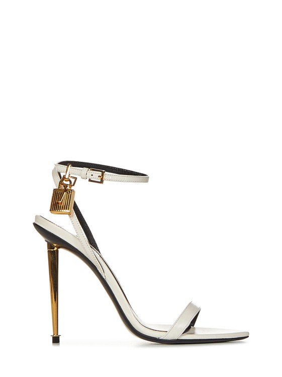 Shop Tom Ford Chalk White Leather Sandals In Neutrals