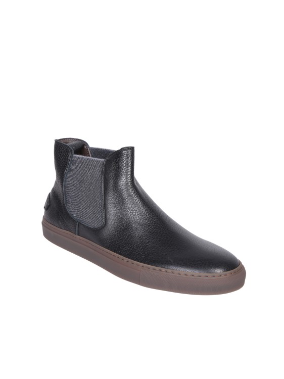 Shop Brioni Chelsea Black Ankle Boots In Grey