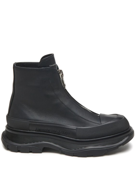 Shop Alexander Mcqueen Black Tread Slick Zip-up Boots