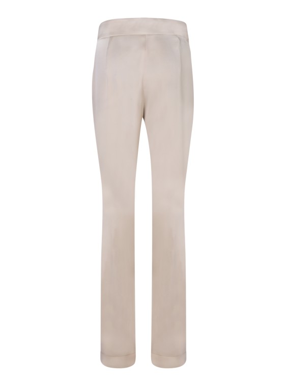 Shop Genny Straight Satin Trousers In Neutrals