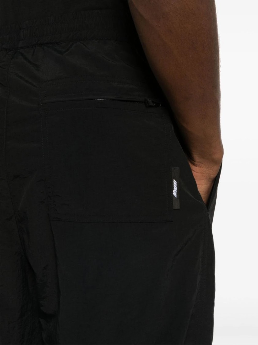 Msgm Ripstop-texture Tapered-leg Track Pants In Black