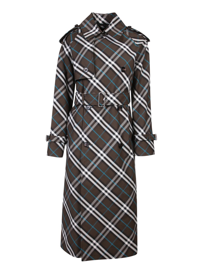 Burberry Black Trench Coats In Grey