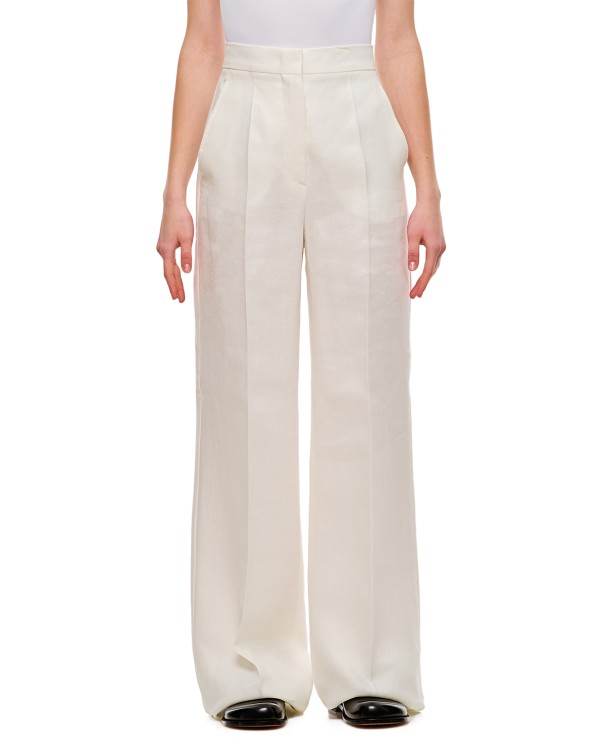 Max Mara Hangar Linen Trousers In White